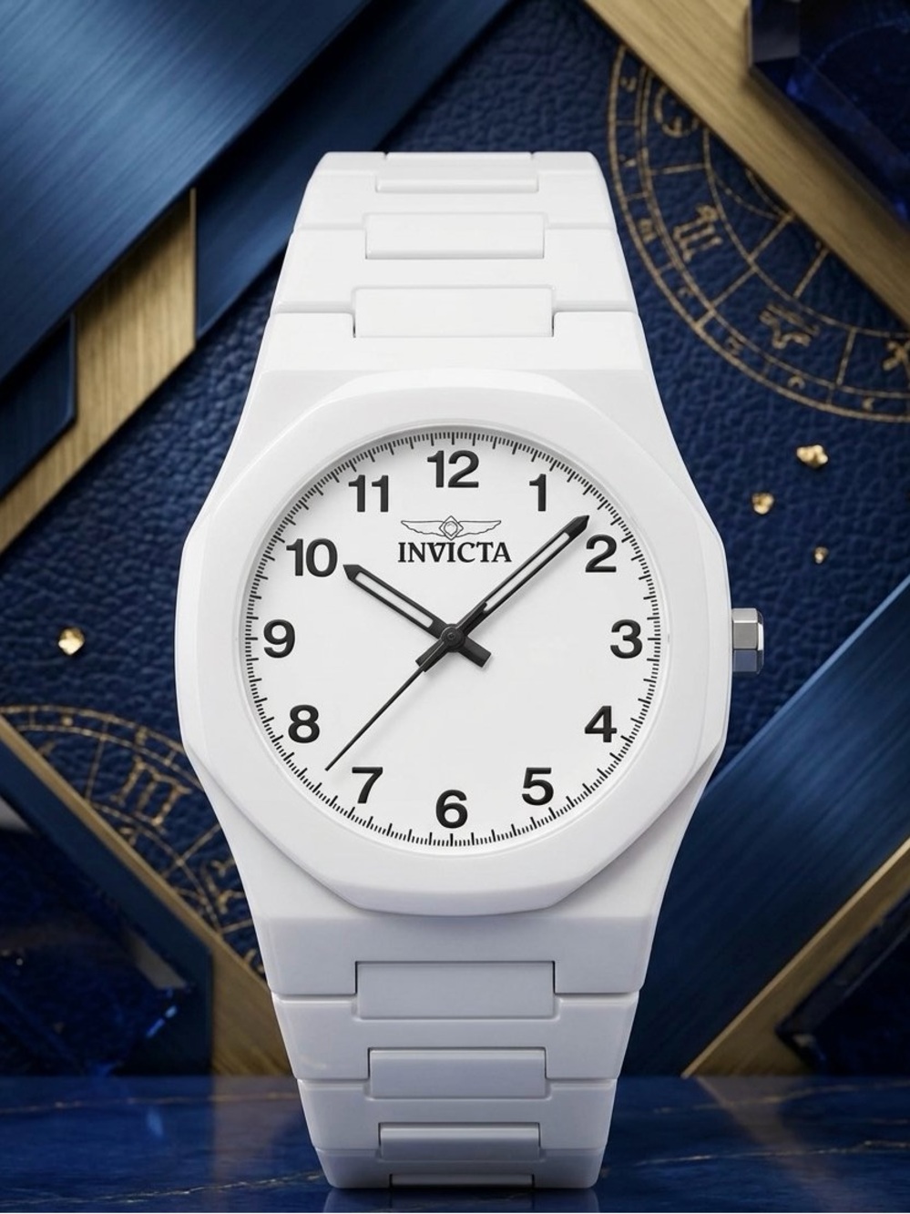 Invicta 40mm White Luxury Lightweight Watch with Signature Black Accents